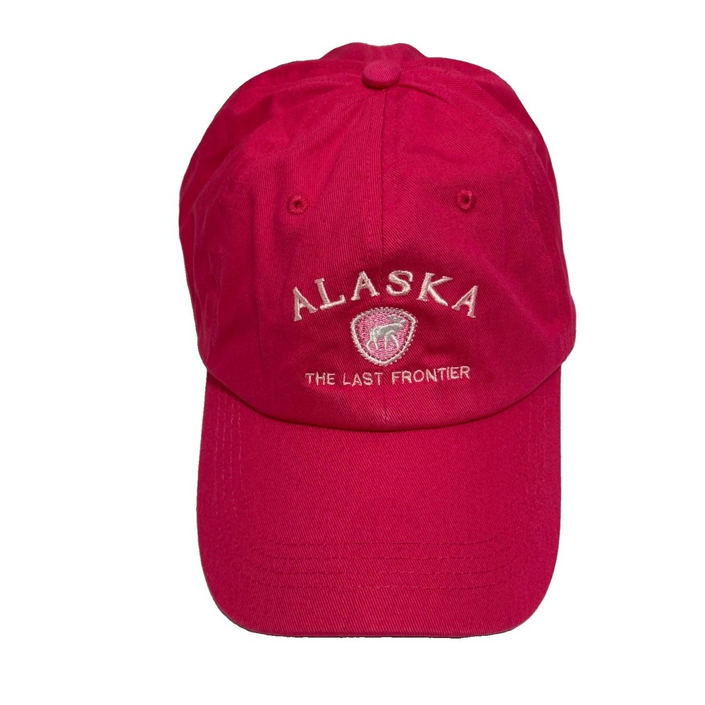 Prairie Mountain Alaska The Last Frontier Pink Embroidered Dad Hat Adjustable